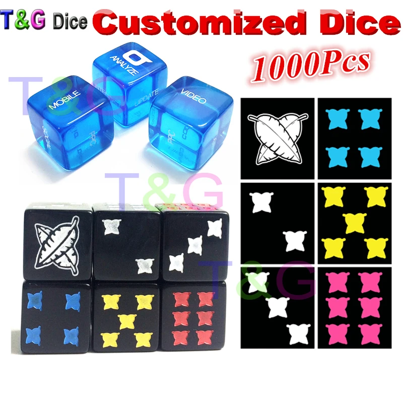

T&G 16mm D6 Colorful Customized Dice/Die for Personalized Logo!Printed or Laser Engraved Custom Logo Dice,as Wedding Gift!