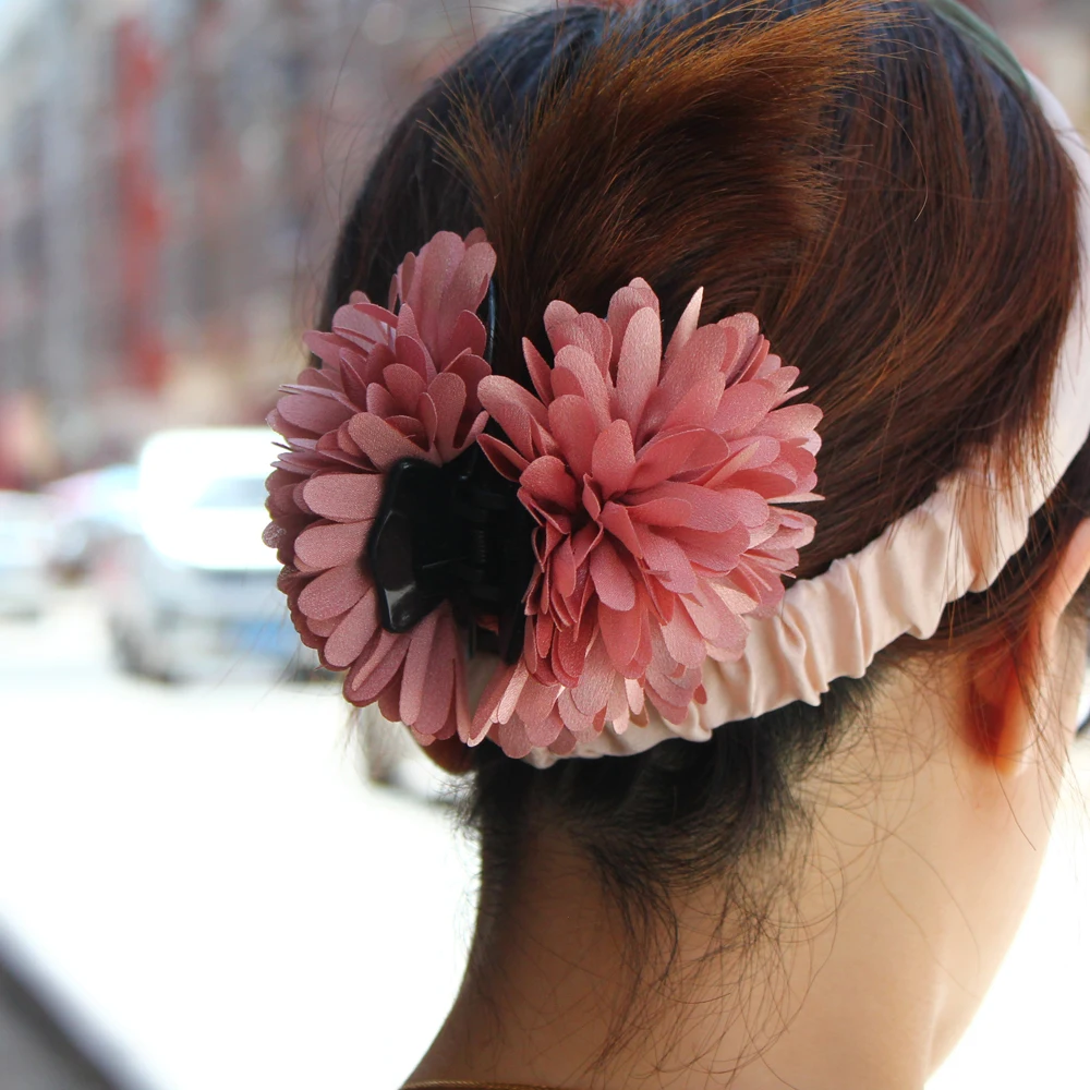 Горячая новинка большие волосы коготь цветок красивые элегантные Экстра густые заколки для волос шпилька аксессуары для волос для женщин черный/кофейный