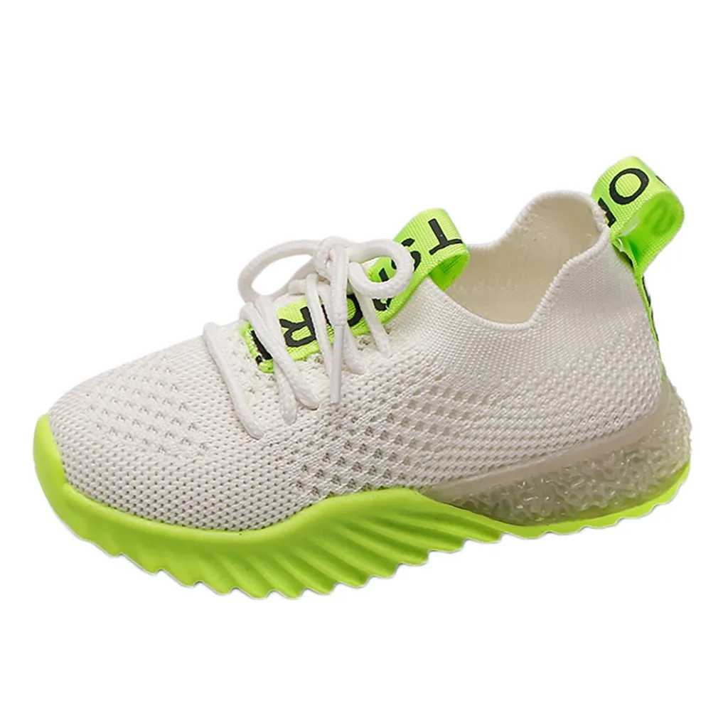 Детские кроссовки для маленьких мальчиков и девочек; Светящиеся спортивные кроссовки с буквенным принтом; Светящиеся кроссовки - Цвет: Green