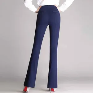 Image 5 - Brand High Quality Womens Flare Pants Ladies Elegant High Waist Elastic Suits Pants Fashion Long Trousers Plus Big Size 3XL 4XL