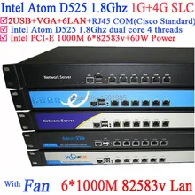Intel Atom D525 Dual Core 4 Нити ROS PFSense Сервер Маршрутизатор с 6 LAN Портов Стойку Eears