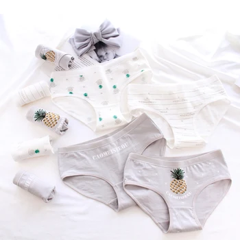 

SP&CITY Cartoon Pineapple Patterned Cute Girl Cotton Panties Women Seamless Underwear Soft Breathable Physical Panties Lingerie