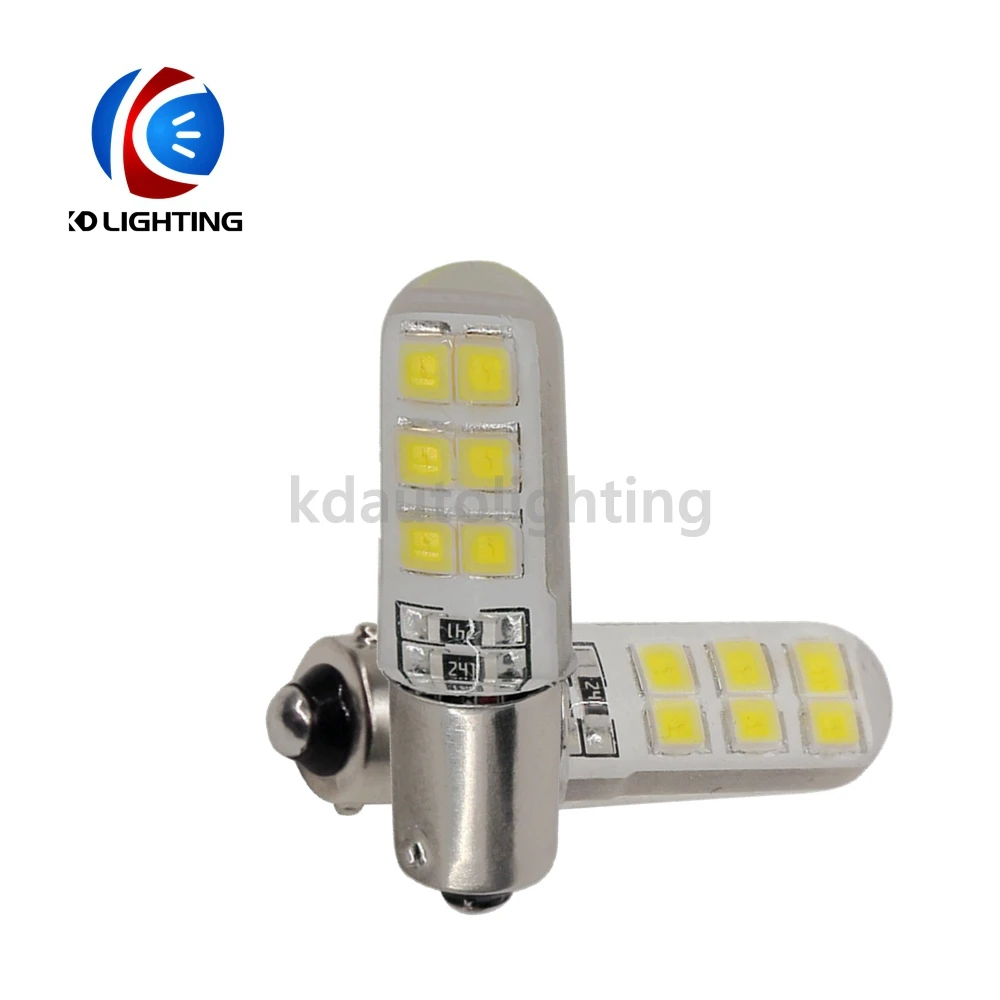 KD 100 шт./лот белый DC12V автомобиля светодиодный свет T4W BA9S 12SMD 2835 Кристалл силиконовый чехол Светодиодный лампочки номерного знака дверная лампа