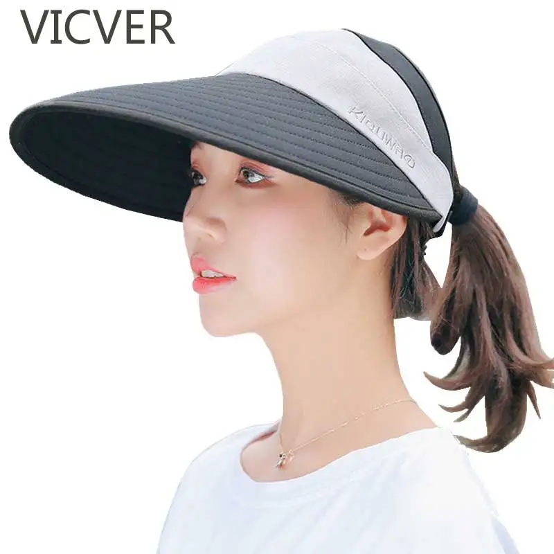New Sun Hats For Women With Big Brim Beach Visor Cap Summer UV Protection Female Outdoor Caps