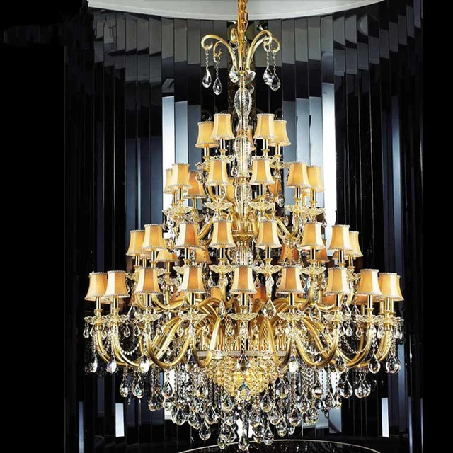Large Crystal Chandelier With Fabric Cover Gold Hotel Large Crystal Chandelier With Fabric Cover Gold Hotel Glass Arm Modern