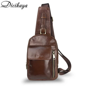 

DICIHAYA NEW Fashion Genuine Leather Crossbody Bags Men Casual Messenger Bag Small Brand Designer Male Shoulder Bag Chest Bag