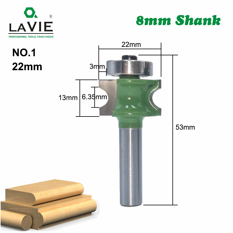 LA VIE 5 шт. 8 мм хвостовик Bullnose полукруглый Бит Endmill фрезы дерево 2 Флейта подшипник, Деревообрабатывающий инструмент Фрезы MC02046