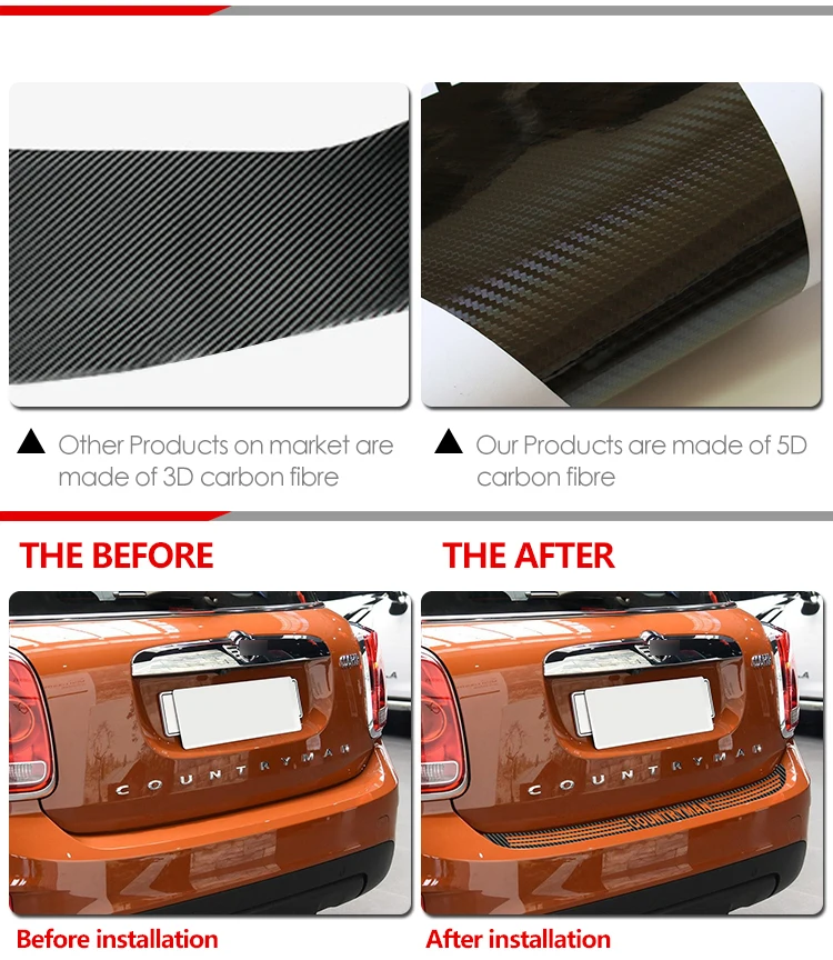 5D виниловые наклейки из углеродного волокна для заднего бампера багажника, защита края багажника, наклейки для MINI Cooper S Countryman F60