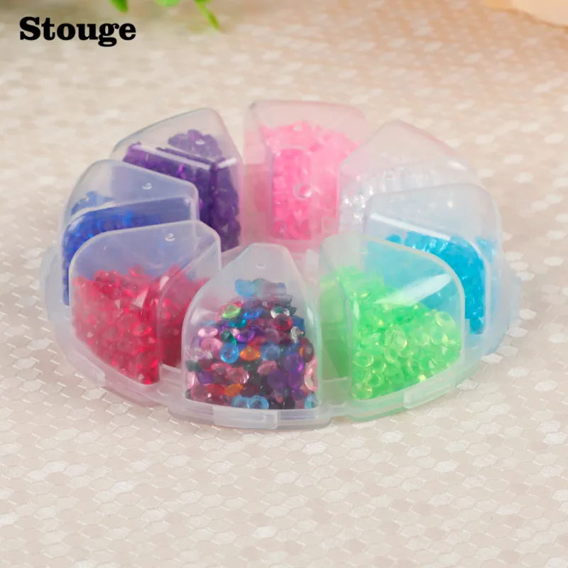 Stouge 5Pcs Painted Diamond Mini Round Storage Box 8 Plaid Jewelry Makeup Organizer Transparent Plastic | Дом и сад