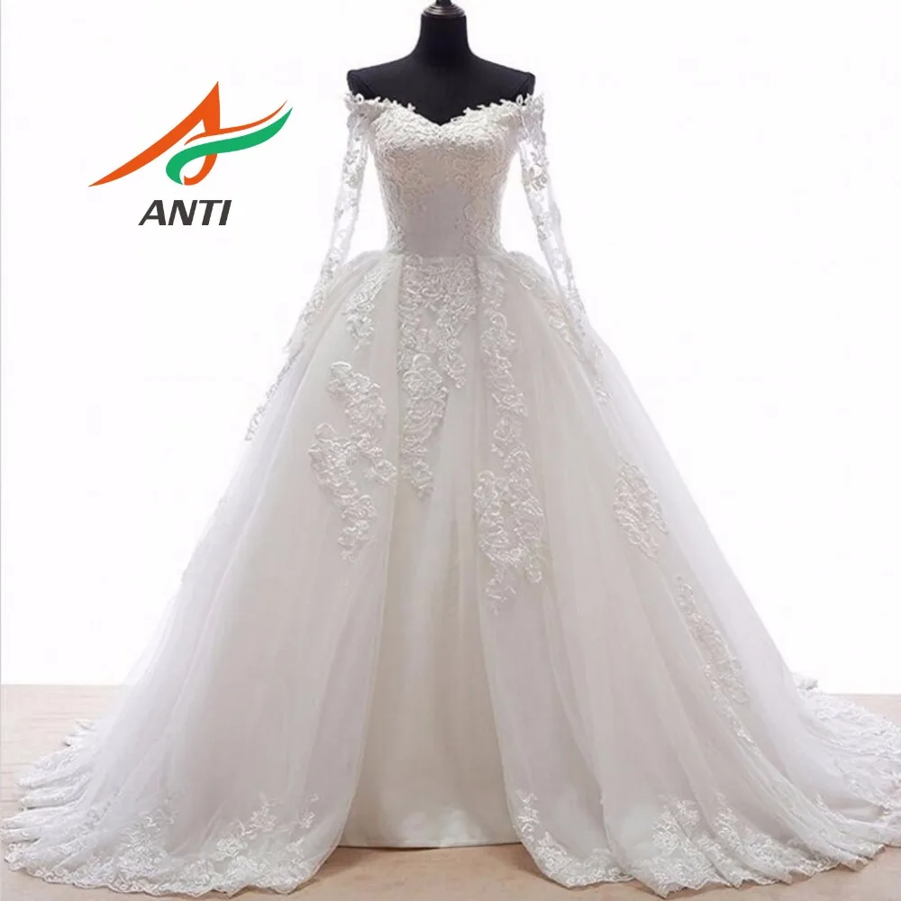 Антиромантичное бальное платье, свадебное платье с длинными рукавами и аппликацией, открытые спереди юбки со складками, свадебное платье