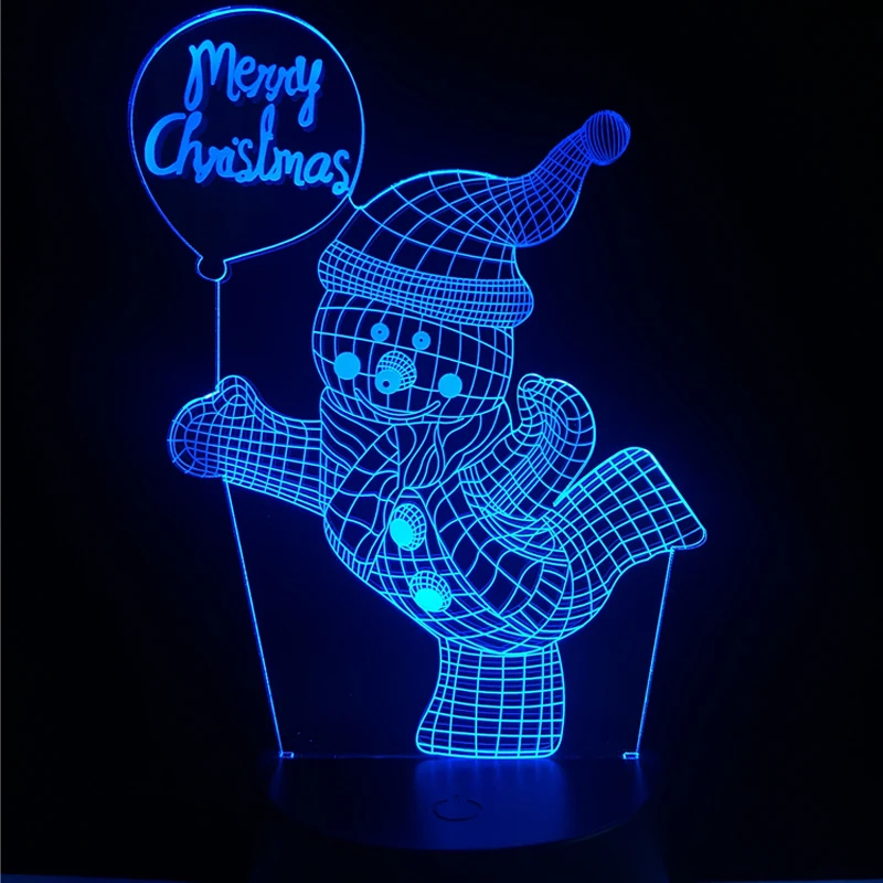 

2018 NEW YEAR Snow Man 3D Lamp Christmas Decoration For Home Multicolor LED Bulb Night Light AA Battery Cartoon TOY Quarto Xmas