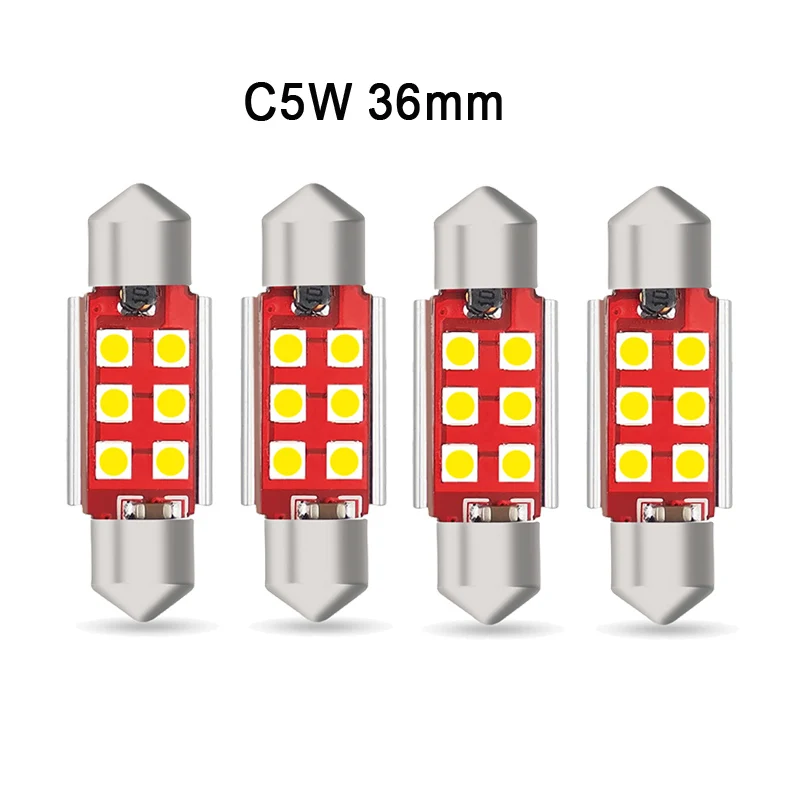 OXILAM 4 шт. Canbus C5W светодиодный 3030 SMD гирлянда 31 мм 36 мм 41 мм 42 мм купольный светильник для чтения лампа для салона автомобиля светильник ing 12 в 6000 К Белый - Испускаемый цвет: C5W 36mm