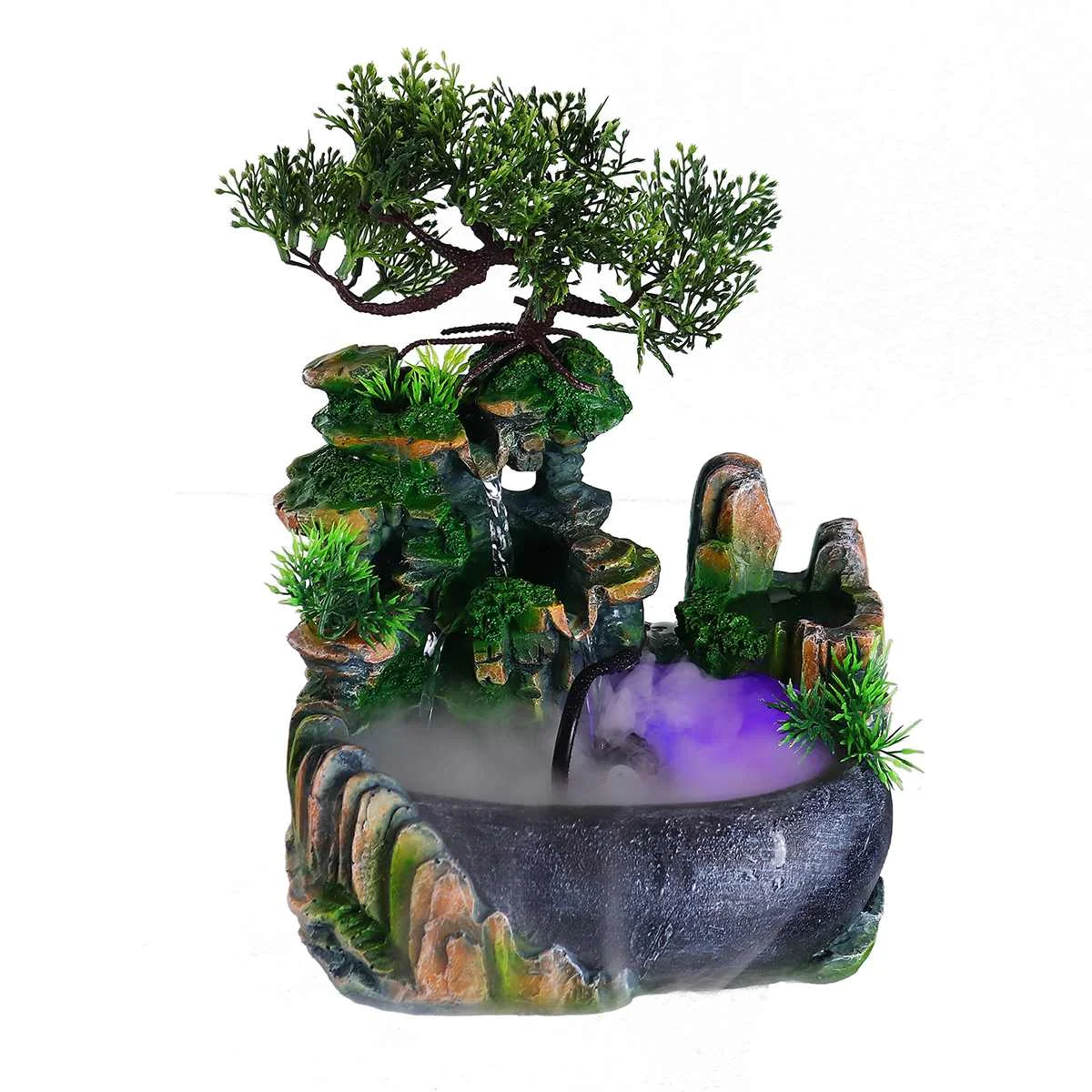 Креативный комнатный имитационный смоляный каменный водопад статуя фэн-шуй фонтан с светильник домашний сад ремесла 110-220 В