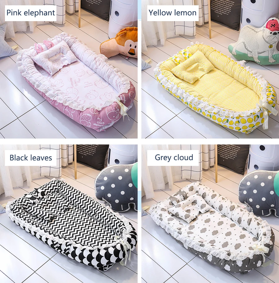 Dorminhoco do Bebê Recém-nascidos de Algodão Rendas de Alta Viagem Simples Lindo Travesseiro Dobrável Portátil Stripde Qualidade Sólida Berço Cama Macia 3 dorminhoco do bebê Recém-nascidos de algodão Rendas