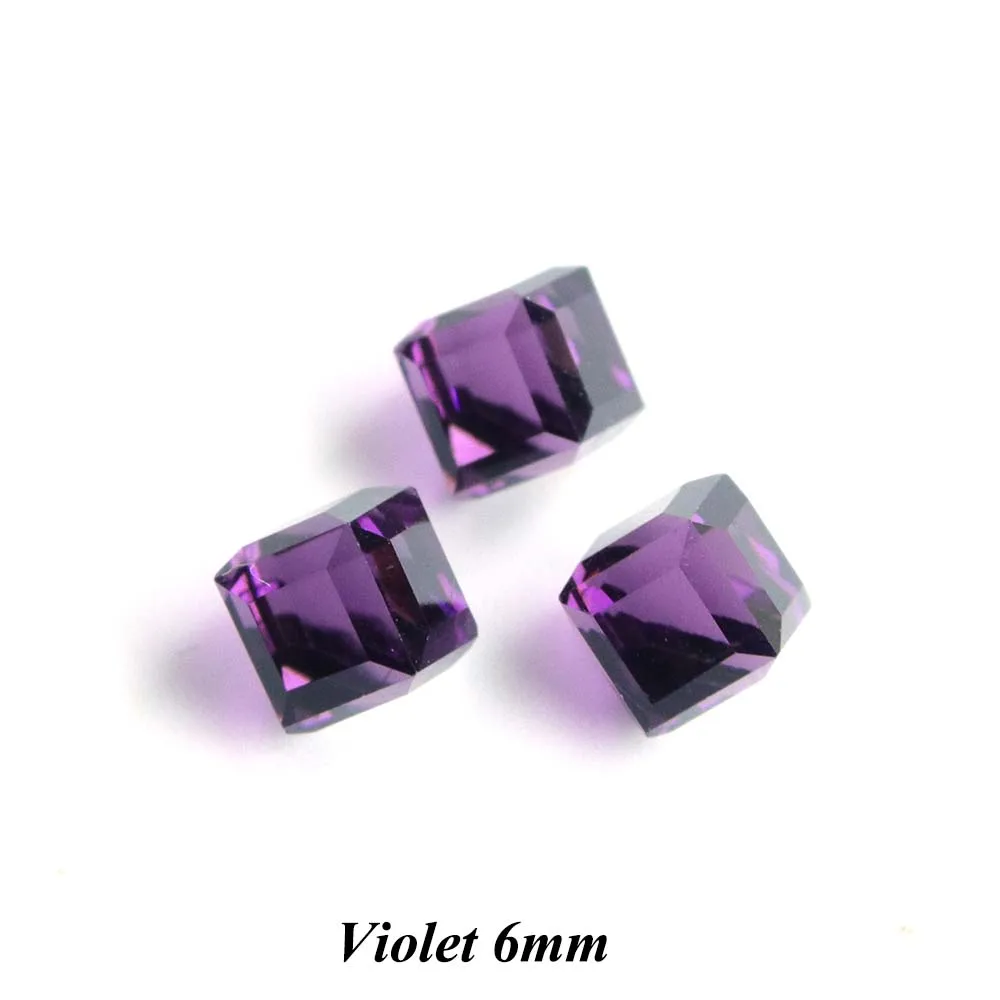 10 шт смешанные радужные стразы для дизайна ногтей, кубические квадратные подвески, камни для бусин, алмазные украшения для дизайна ногтей JI666 - Цвет: Violet 6mm