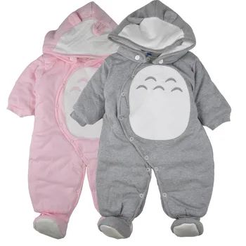 

Excellent quality winter baby jumpsuit Cute Totoro style baby girl thick outwear Newborn baby cotton infant clothing