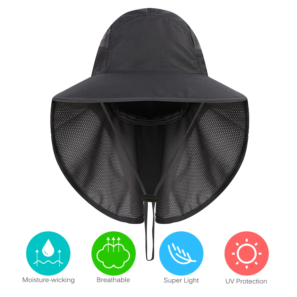 

Breathable Quick Dry Fishing Sun Cap Hat Outdoor UV Protection Sun Hats with Mesh Neck Flap Unisex