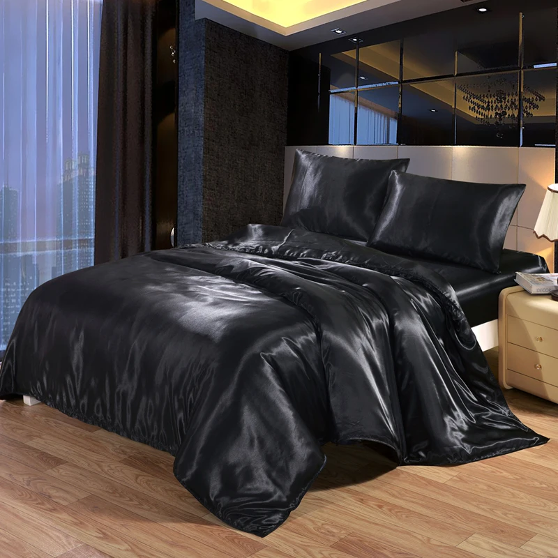 

EHOMEBUY 2018 Duvet Cover Zipper Quilt Cover Solid Color Black Advanced 1 Piece Home Hotel Bed Soft Qualified Comfortable