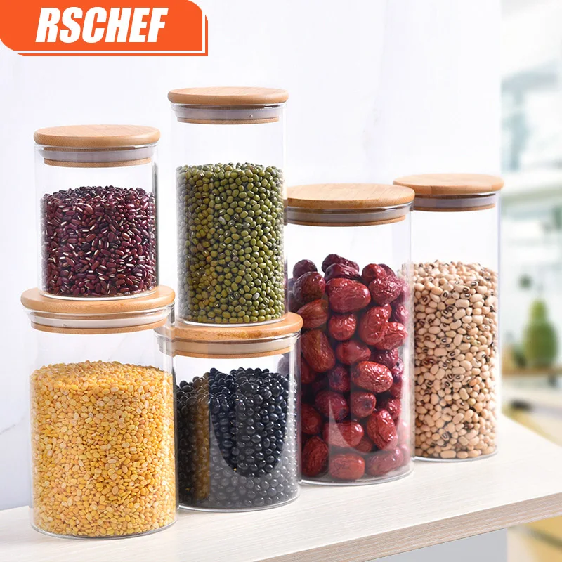 RSCHEF 1 шт. кухонные инструменты 220 270 400 мл бамбуковая крышка прозрачные стеклянные