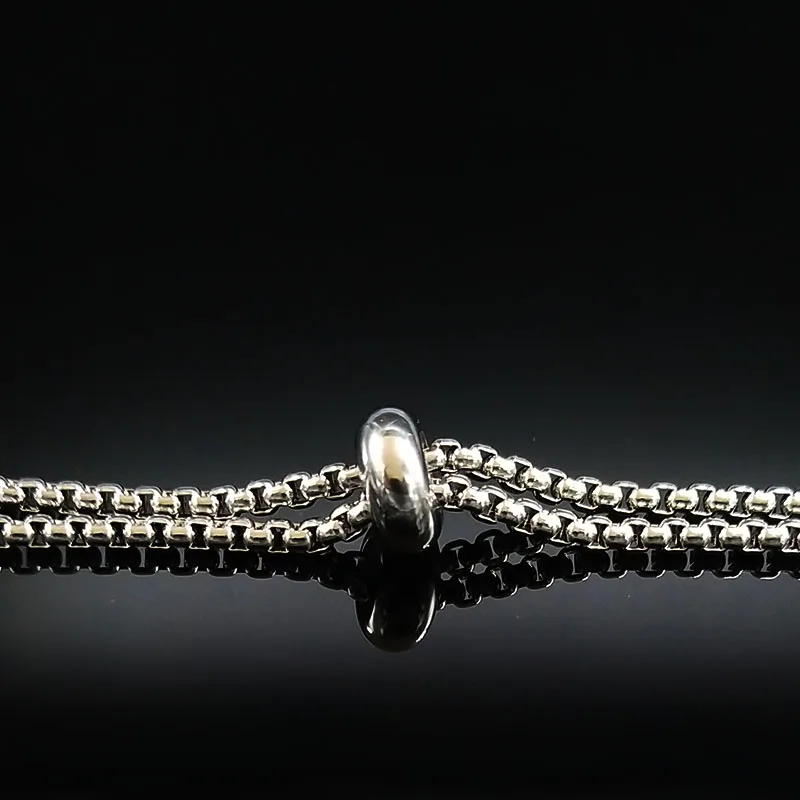 Медвежонок из нержавеющей стали, очаровательный браслет для женщин, серебряный цвет, браслет-цепочка с бусинами, ювелирное изделие joyeria de acero inoxidable для женщин B18270