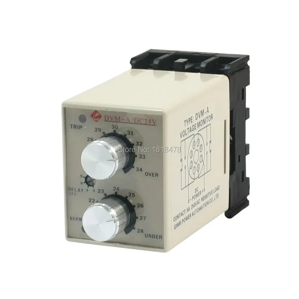 DVM A/24V DC 24V 12V 48V Adjustable Over/Under Voltage Monitoring Relay