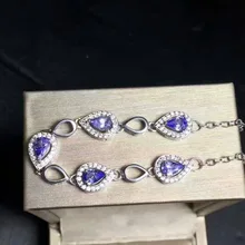 Натуральный голубой танзанит камень браслет из натурального драгоценного камня S925 серебро модный роскошный капли воды женские вечерние ювелирные изделия
