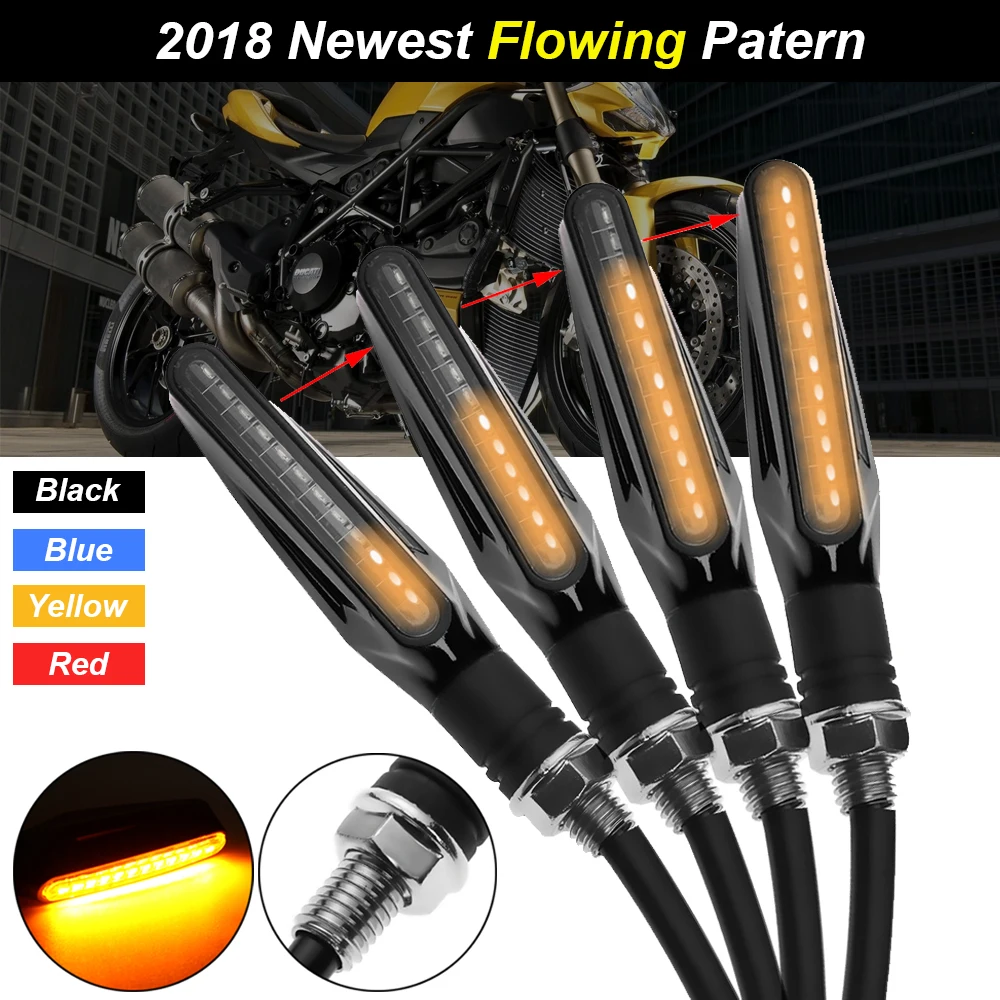 1pair 12V Flowing Universal Amber 12 LED Motorcycle Indicators Moto