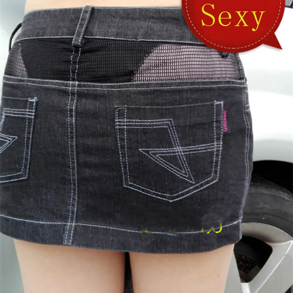 low rise mini jean skirt