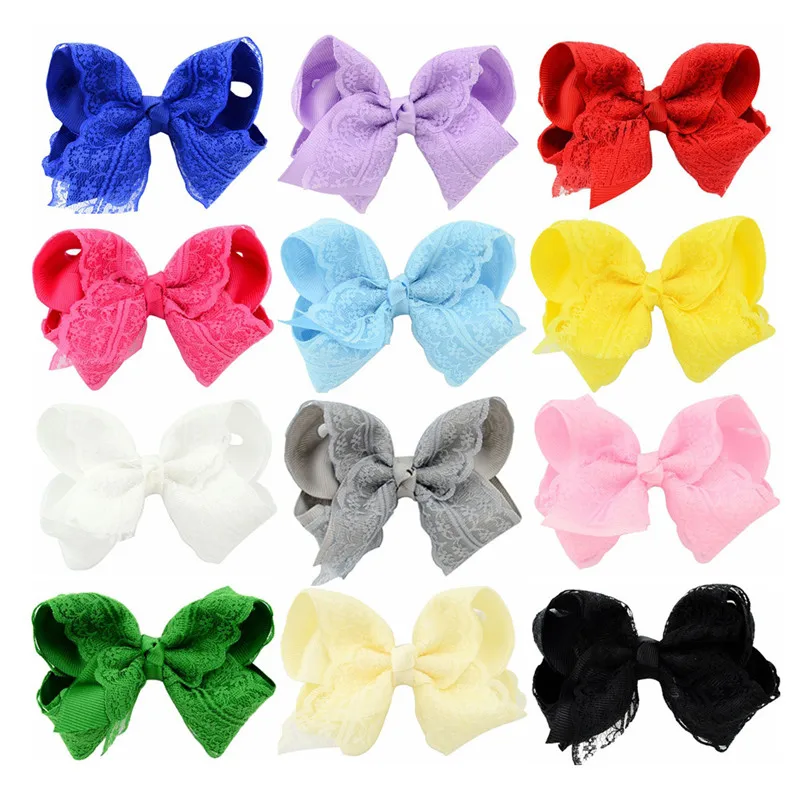 

12pcs/lot Hair Accessories Set Korean Girls Baby Lace Hair Bows Grosgrain Ribbon Soild Lace Bow Hairpins Hair Clips Headwear