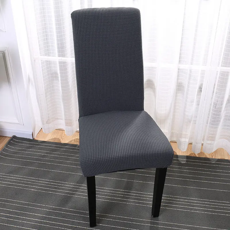 Многоцветные эластичные хлопковые чехлы для стульев, съемные чехлы для обеденных стульев, для современных кухонных складных сидений, Защитные чехлы для стульев - Цвет: grey    L