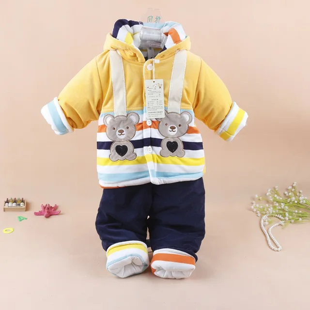 2015 New Fashion Baby Clothing Set newborn Baby boy winter suit 100 cotton bears full sleeve