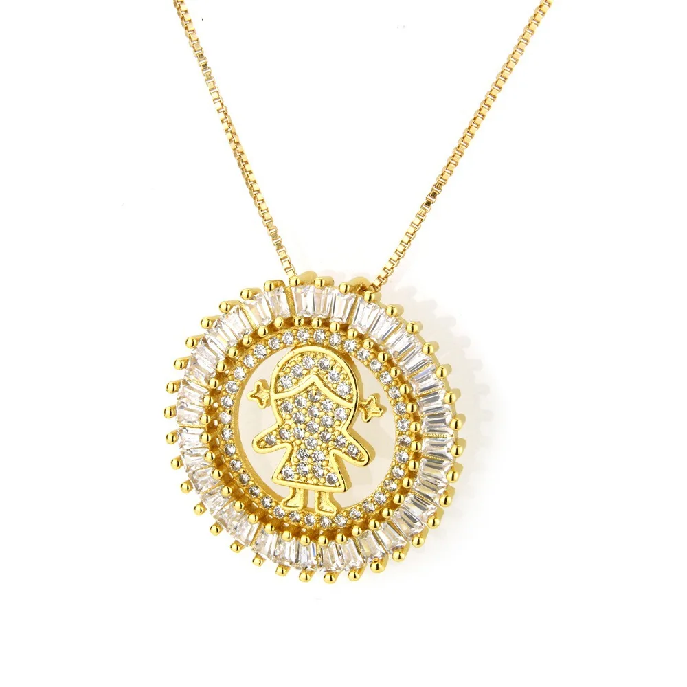 Lucky Sonny Boy Girl Colar Brazil Top Pendant Necklace Collar Fashion CZ Crystal Neckalces Jewelry Women Joyeria Feminina Joyas (1)
