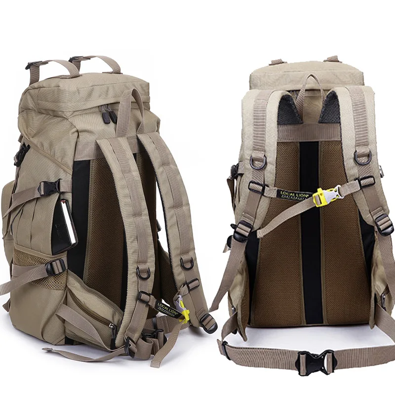 

Hiking Camping Big Backpacks 45L Canvas Waterproof Bags Travel Rucksack for Male Female Mountaineering Large Capacity Shoulder