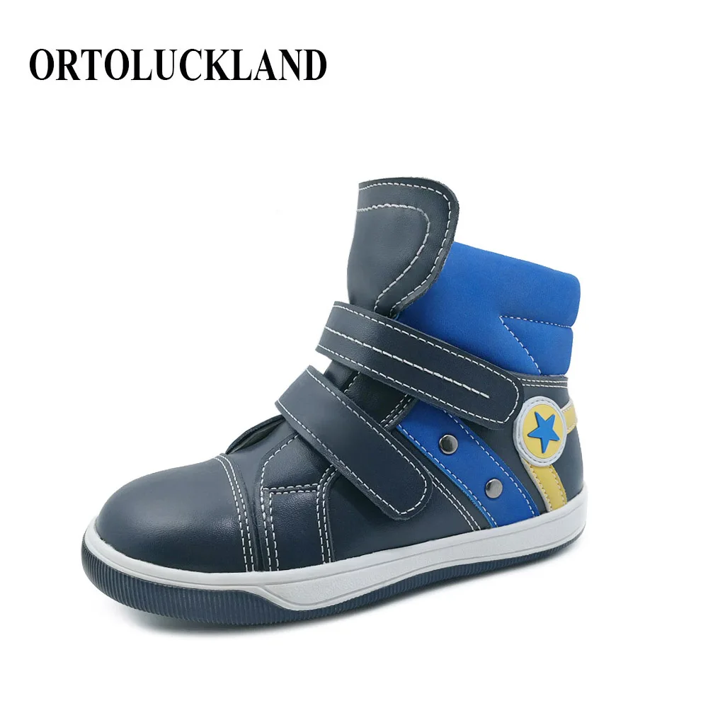 

Ortoluckland Children Sport Shoes Boys Running Shoes Kids Leather Orthopedic Shoes Winter short Booties Sneakers Casual Boots