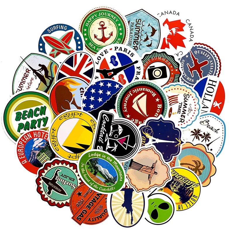 100Pcs Leisure Travel Graffiti Paper for Motorcycle Bicycle Skateboard Guitar Toy Luggage Decoration