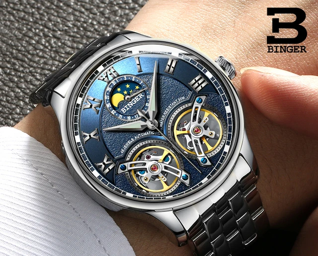 Podwójne Tourbillon Szwajcaria zegarki BINGER Original mężczyźni automatyczny zegarek Self-Wind Fashion Men mechaniczny zegarek na rękę skóra tanie tanio Mechanical Wristwatches 13mm Complete Calendar Moon Phase Water Resistant Skórzane Okrągłe Leatherette 3Bar B-8606B Hardlex Podwójne Tourbillon Szwajcaria zegarki BINGER Original mężczyźni automatyczny zegarek Self-Wind Fashion Men mechaniczny zegarek na rękę skóra tanie tanio Mechanical Wristwatches 13mm Complete Calendar Moon Phase Water Resistant Skórzane Okrągłe Leatherette 3Bar B-8606B Hardlex
