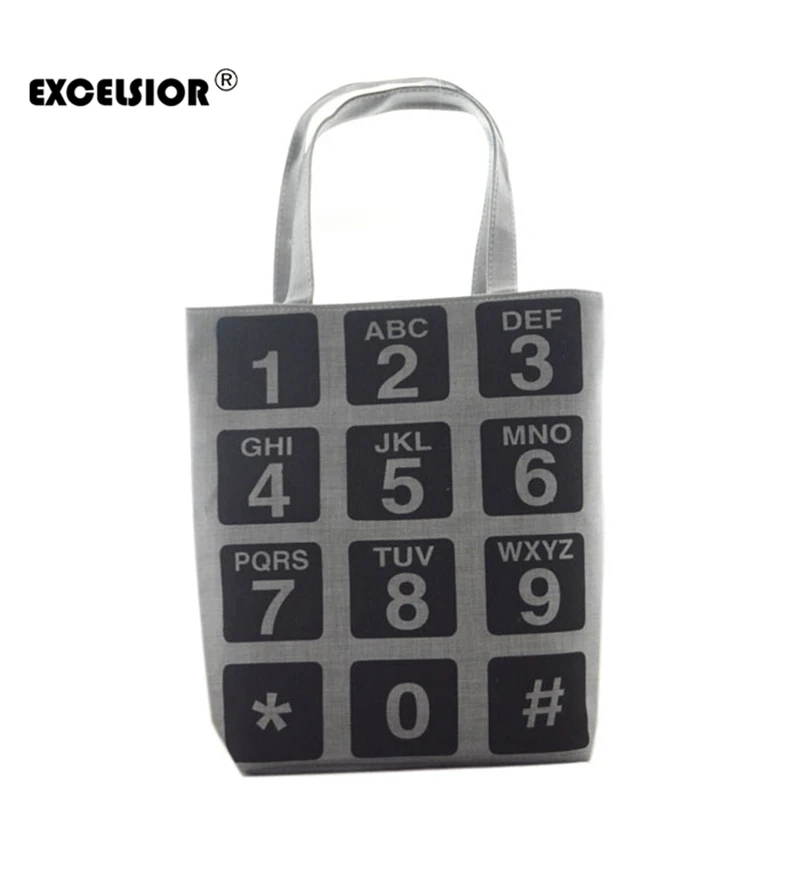 

Numbers Keyboard Printed Casual Tote Women Canvas Handbag Daily Single Shoulder Shopping Foldable Bags Female Canvas Beach Bag