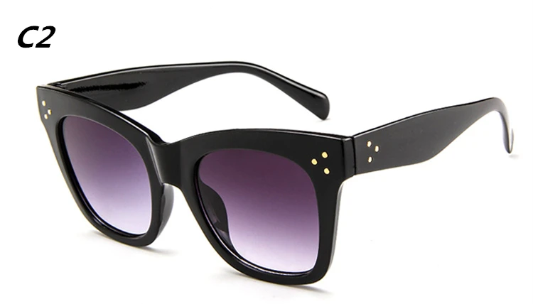 Классические женские солнцезащитные очки кошачий глаз, фирменный дизайн, винтажные градиентные солнцезащитные очки с заклепками, женские роскошные очки Oculos De Sol - Цвет линз: C2