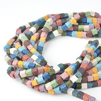 

COLORFUL LAVA 14 Colors Square Volcanic Stone Beads 8-10MM DIY Beads For Beadwork 2017 Special Design for Beads Bracelet