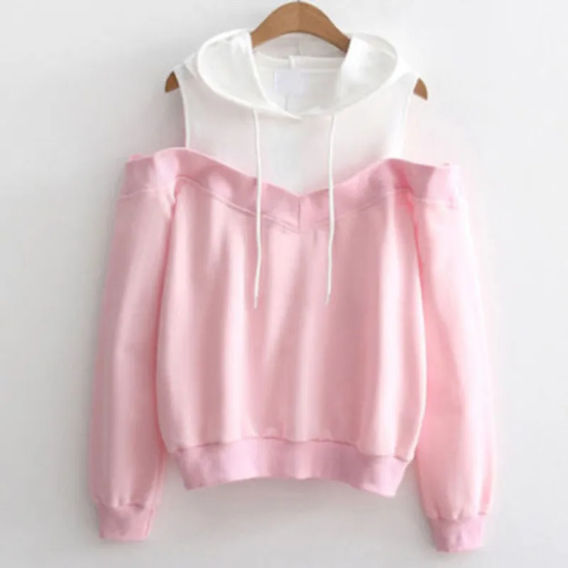 

Spring Newest US Women's Long Sleeve Cold Active Shoulder Hoodie Sweatshirt Sweate Jumper Pullover