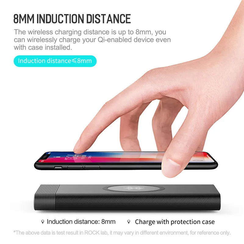 ROCK Portable 10000mAh Wireless Charging Powerbank External Battery Charger UltraSlim Power Bank for Samsung xiaomi for iphoneX ROCK Portable 10000mAh Wireless Charging Powerbank External Battery Charger UltraSlim Power Bank for Samsung xiaomi for iphoneX