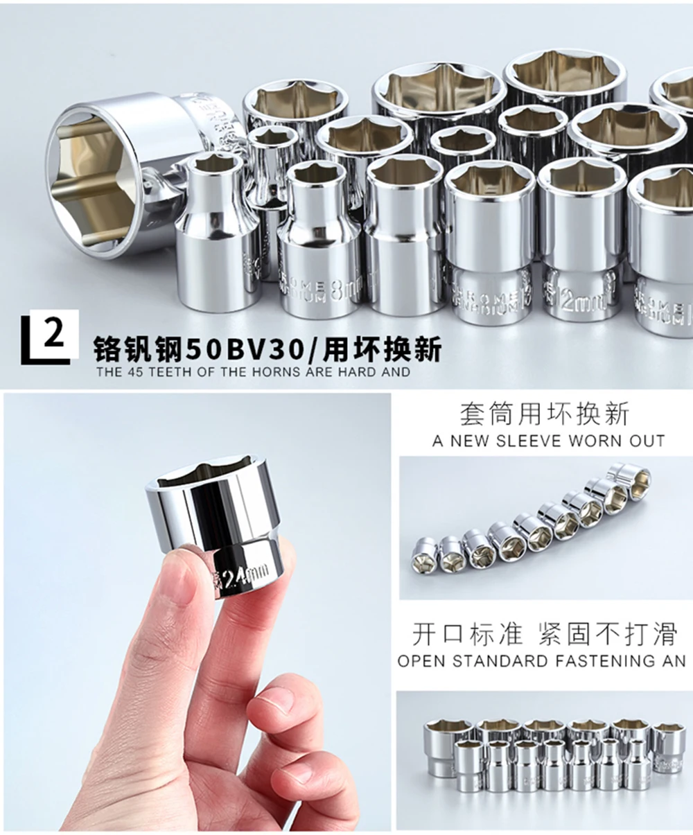 HGhomeart Hand tool Set Car Repair Tools Ratchet Socket Wrench Tool Set of Batch Head Home Repair Tool Set