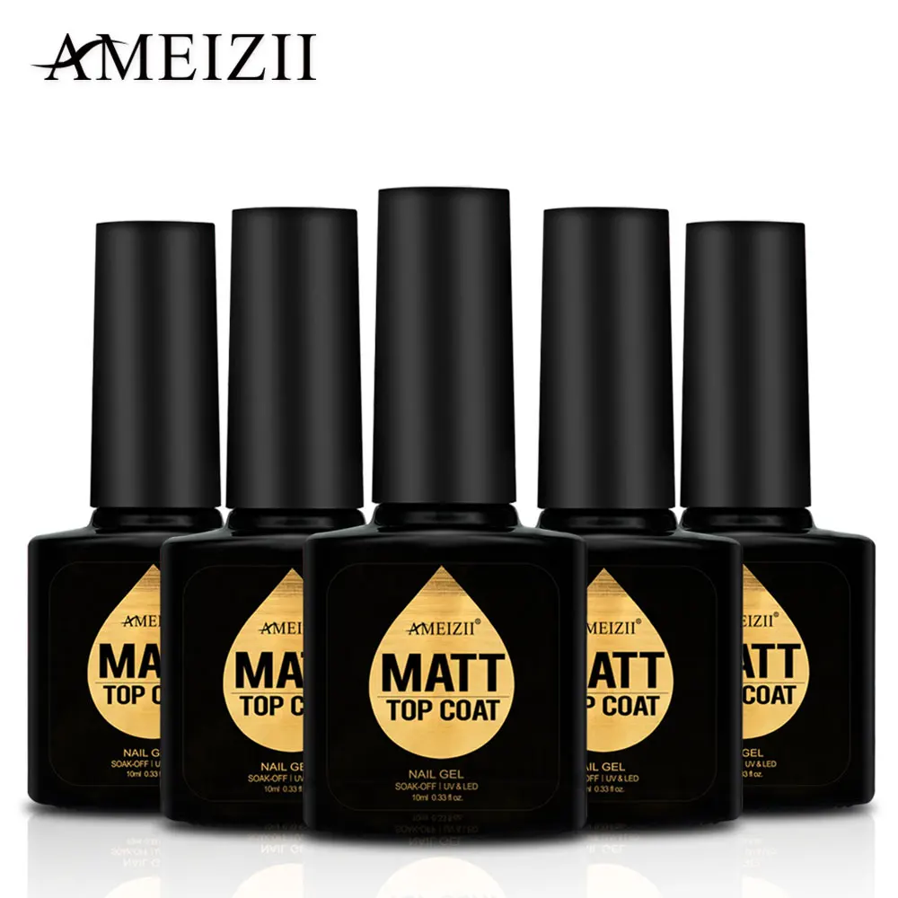 AMEIZII 10 ml مات هلام مسمار البولندية سطح نقع قبالة مات معطف فوقي UV LED مصباح شفافة اللون جيل للأظافر البولندية ورنيش مسمار الفن
