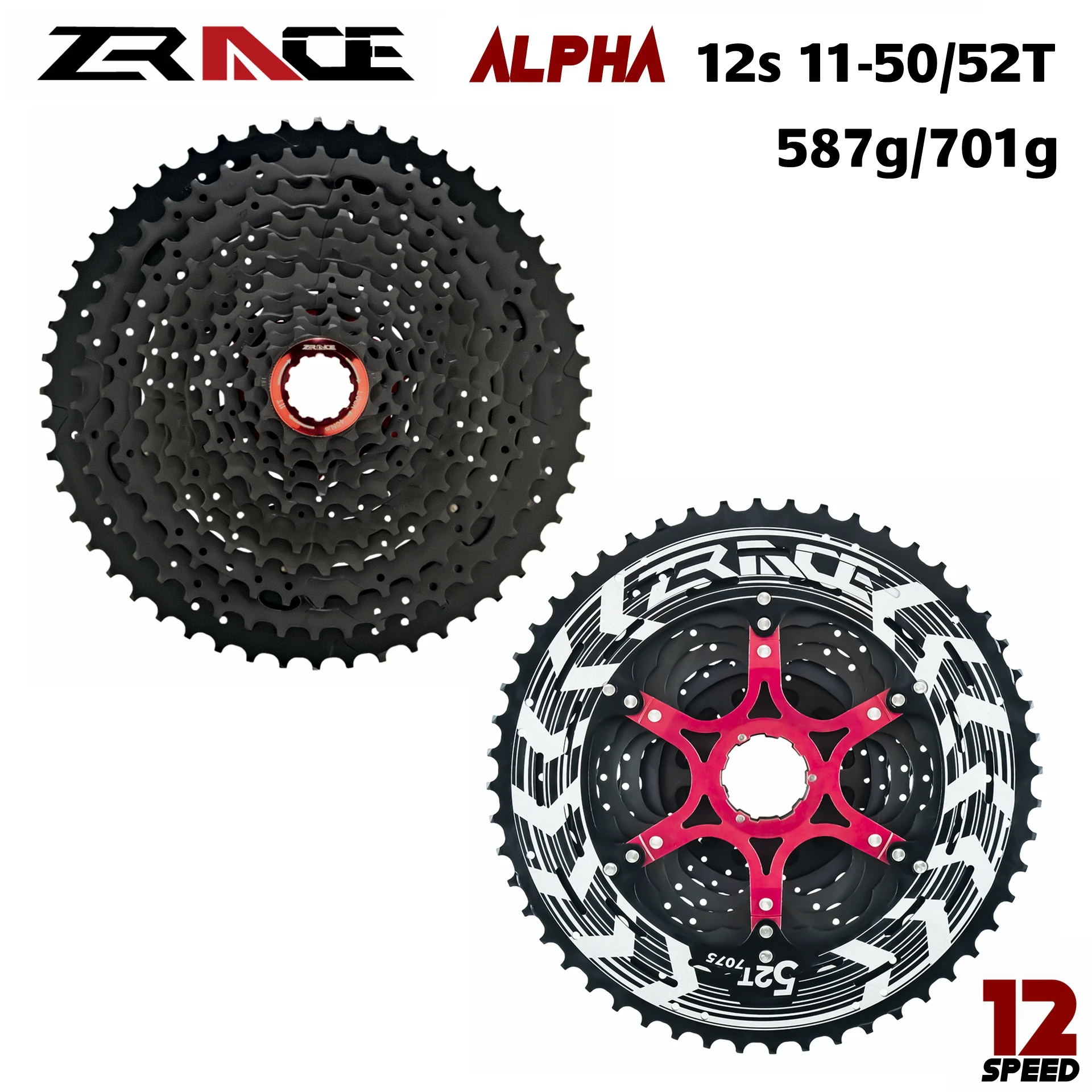 ZRACE Alpha 12s легкая кассета 12 скоростей MTB велосипед freewheel 11-50 T/11-52 T-черный, совместимый M9100/XX1 X01 GX NX Eagle