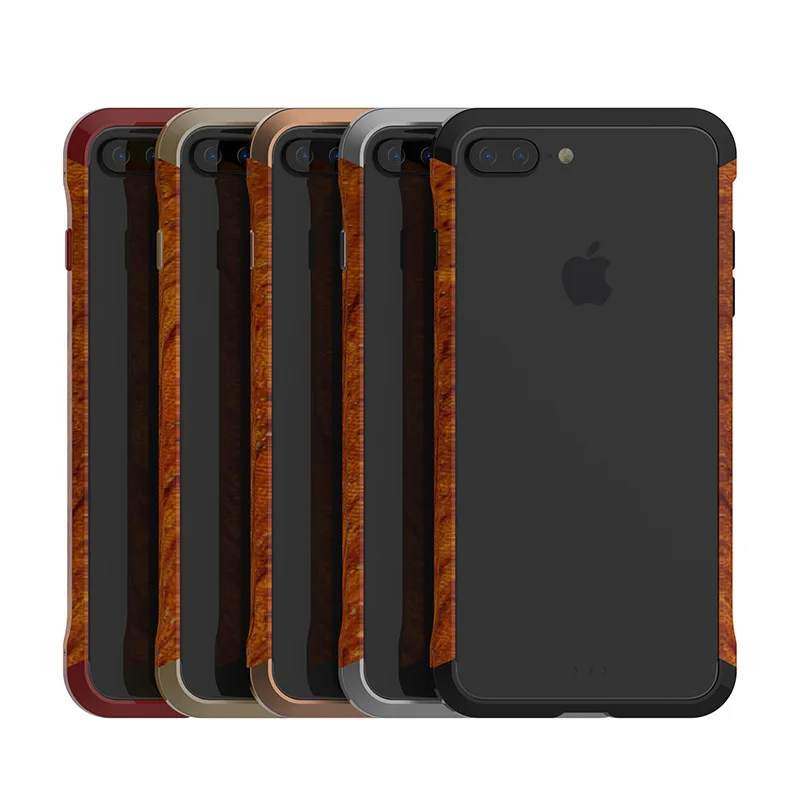 Ascromy For iPhone 7 Wood Metal Back Case Hybrid Aluminium Frame Protective Bumper Case for Apple iPhone 8 Plus 6 6S Accessories (4)
