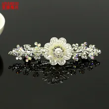 AINAMEISI Women’s White Flower Crystal Flower Hairpin Hair Clip Headwear Barrette Rhinestone Hair Accessories For Woman Girls