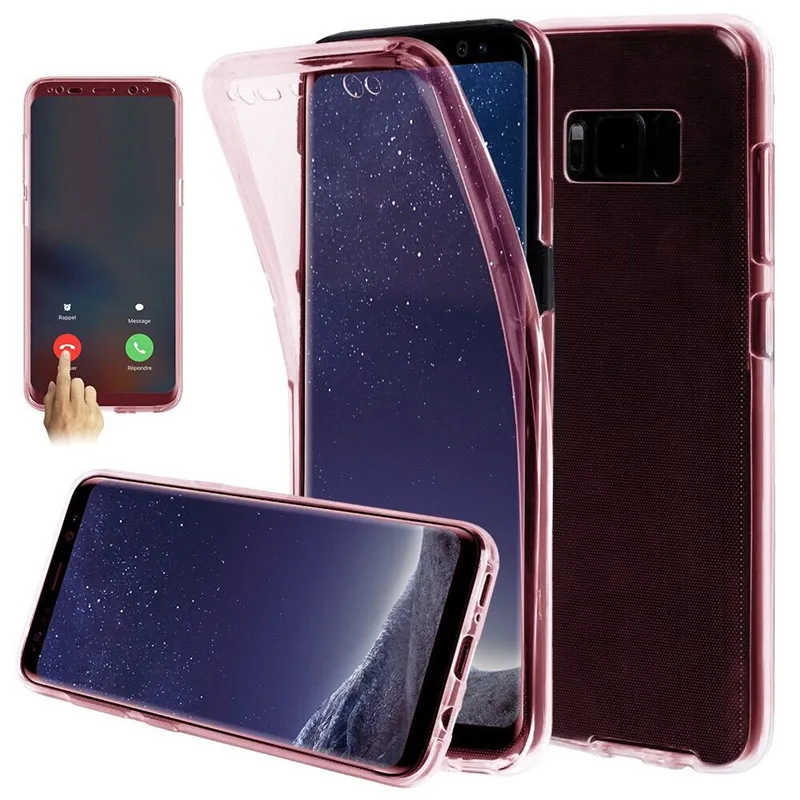 Мягкий s10plus чехол для samsung Galaxy M20 M30 A40S A60 A70 A50 A40 S10 S9 S8 плюс S10E 360 Полное покрытие прозрачный силиконовый корпус для телефона - Цвет: Rose Gold