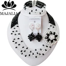 Мода в Африканском нигерийском стиле на свадьбу бусы комплект ювелирных изделий прозрачный AB Кристалл Ожерелье Браслет Свадебные Ювелирные наборы WIN008