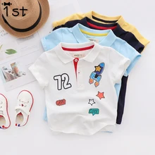 Новинка года; летняя детская одежда для маленьких мальчиков хлопковые рубашки-поло с короткими рукавами и принтом героев мультфильмов топы для детей; k1