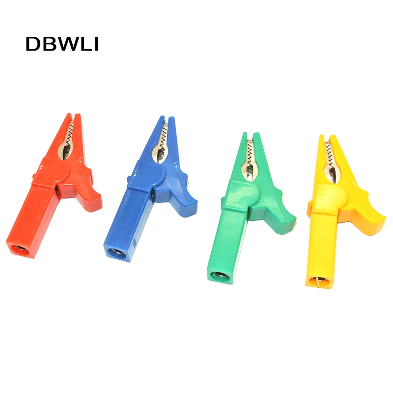 

6PC 6 colour red green blue yellow white black 55mm 32A 1000V Alligator clip FOR BANANA PLUG test probe